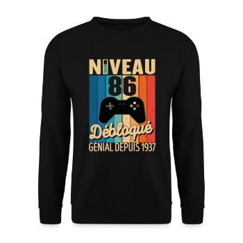 86 Ans 1937 Anniversaire Cadeau Citation Gamer - Sweat-shirt Unisexe - noir - Devant - Alina (178cm) & Michal (187cm)