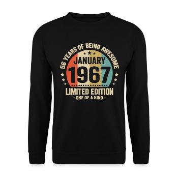 56 Ans Janvier 1967 Anniversaire Cadeau Vintage - Sweat-shirt Unisexe - noir - Devant - Alina (178cm) & Michal (187cm)