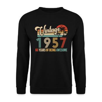 Vintage Année 1957 Anniversaire 66 Ans Idée Cadeau - Sweat-shirt Unisexe - noir - Devant - Alina (178cm) & Michal (187cm)
