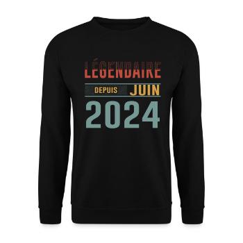 Légendaire Depuis Juin 2024 Anniversaire Cadeau - Sweat-shirt Unisexe - noir - Devant - Alina (178cm) & Michal (187cm)