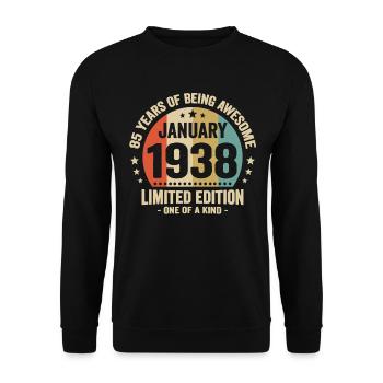85 years January 1938 anniversary Vintage gift - Unisex Sweatshirt - black - Front - Alina (178cm) & Michal (187cm)