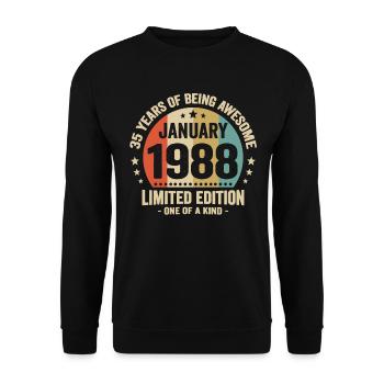 35 years January 1988 Anniversary Vintage gift - Unisex Sweatshirt - black - Front - Alina (178cm) & Michal (187cm)