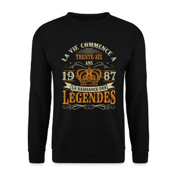 36 Ans 1987 Joyeux Anniversaire Vintage Perfection - Sweat-shirt Unisexe - noir - Devant - Alina (178cm) & Michal (187cm)