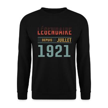 Légendaire Depuis Juillet 1921 Anniversaire Cadeau - Sweat-shirt Unisexe - noir - Devant - Alina (178cm) & Michal (187cm)