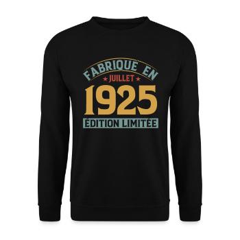 Fabriqué En Juillet 1925 Anniversaire Vintage 1925 - Sweat-shirt Unisexe - noir - Devant - Alina (178cm) & Michal (187cm)