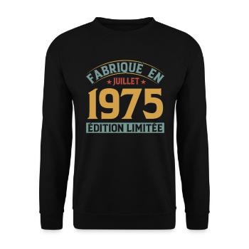 Fabriqué En Juillet 1975 Anniversaire Vintage 1975 - Sweat-shirt Unisexe - noir - Devant - Alina (178cm) & Michal (187cm)