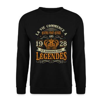 95 Ans 1928 Joyeux Anniversaire Vintage Perfection - Sweat-shirt Unisexe - noir - Devant - Alina (178cm) & Michal (187cm)