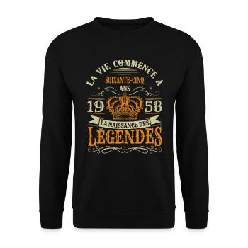 65 Ans 1958 Joyeux Anniversaire Vintage Perfection - Sweat-shirt Unisexe - noir - Devant - Alina (178cm) & Michal (187cm)
