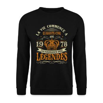 45 Ans 1978 Joyeux Anniversaire Vintage Perfection - Sweat-shirt Unisexe - noir - Devant - Alina (178cm) & Michal (187cm)