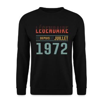Légendaire Depuis Juillet 1972 Anniversaire Cadeau - Sweat-shirt Unisexe - noir - Devant - Alina (178cm) & Michal (187cm)