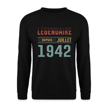 Légendaire Depuis Juillet 1942 Anniversaire Cadeau - Sweat-shirt Unisexe - noir - Devant - Alina (178cm) & Michal (187cm)