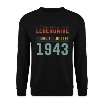 Légendaire Depuis Juillet 1943 Anniversaire Cadeau - Sweat-shirt Unisexe - noir - Devant - Alina (178cm) & Michal (187cm)