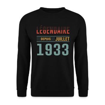 Légendaire Depuis Juillet 1933 Anniversaire Cadeau - Sweat-shirt Unisexe - noir - Devant - Alina (178cm) & Michal (187cm)