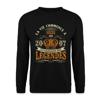 16 Ans 2007 Joyeux Anniversaire Vintage Perfection - Sweat-shirt Unisexe - noir - Devant - Alina (178cm) & Michal (187cm)