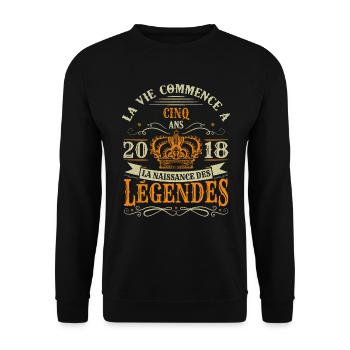 5 Ans 2018 Joyeux Anniversaire Vintage Perfection - Sweat-shirt Unisexe - noir - Devant - Alina (178cm) & Michal (187cm)