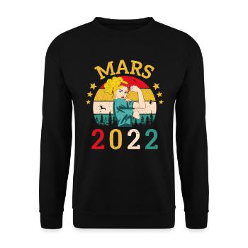 Mars 2022 Anniversaire Idée Cadeau Vintage 2022 - Sweat-shirt Unisexe - noir - Devant - Alina (178cm) & Michal (187cm)