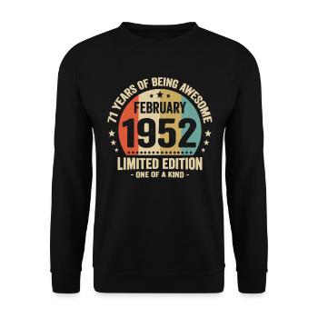 71 Years Of Being Awesome Since February 1952 - Unisex Sweatshirt - black - Front - Alina (178cm) & Michal (187cm)