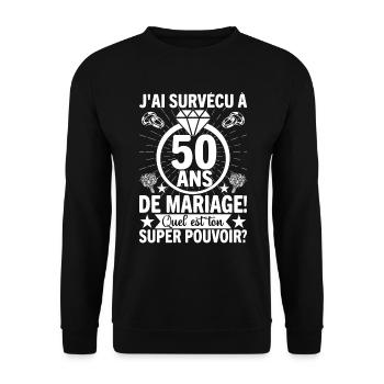 Cadeau Pour 50 Ans De Mariage - Sweat-shirt Unisexe - noir - Devant - Alina (178cm) & Michal (187cm)