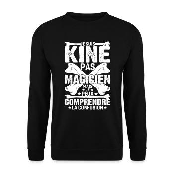 Je Suis Kiné Pas Magicien - Sweat-shirt Unisexe - noir - Devant - Alina (178cm) & Michal (187cm)