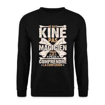 Je Suis Kiné Pas Magicien - Sweat-shirt Unisexe - noir - Devant - Alina (178cm) & Michal (187cm)