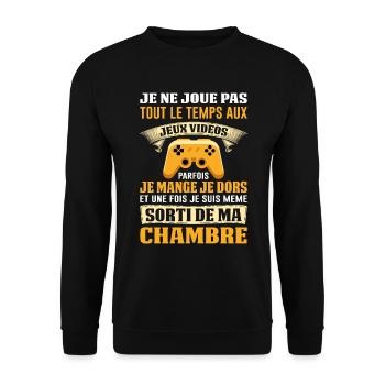 Gamer Gaming Joueur De Jeux Vidéo Nerd Console Jeu - Sweat-shirt Unisexe - noir - Devant - Alina (178cm) & Michal (187cm)