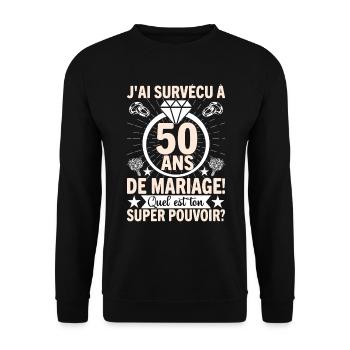 Cadeau Pour 50 Ans De Mariage - Sweat-shirt Unisexe - noir - Devant - Alina (178cm) & Michal (187cm)