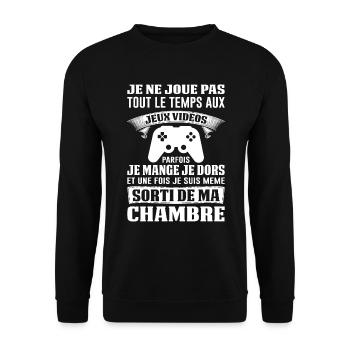 Gamer Gaming Joueur De Jeux Vidéo Nerd Console Jeu - Sweat-shirt Unisexe - noir - Devant - Alina (178cm) & Michal (187cm)