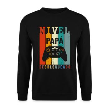 Niveau Papa Débloqué - Sweat-shirt Unisexe - noir - Devant - Alina (178cm) & Michal (187cm)