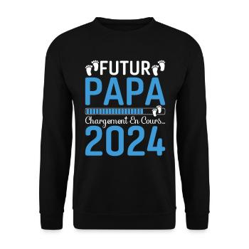 Futur Papa 2024 Père Idée Cadeau Fête Des Pères - Sweat-shirt Unisexe - noir - Devant - Alina (178cm) & Michal (187cm)