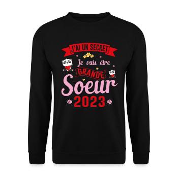 Je Vais Être Grande Sœur 2023 - Sweat-shirt Unisexe - noir - Devant - Alina (178cm) & Michal (187cm)