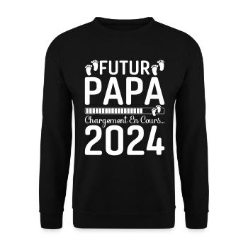Futur Papa 2024 Père Idée Cadeau Fête Des Pères - Sweat-shirt Unisexe - noir - Devant - Alina (178cm) & Michal (187cm)