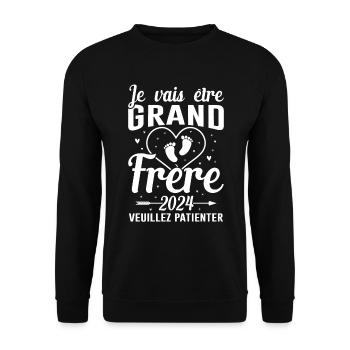 Je Vais Être Grand Frère 2024 - Sweat-shirt Unisexe - noir - Devant - Alina (178cm) & Michal (187cm)