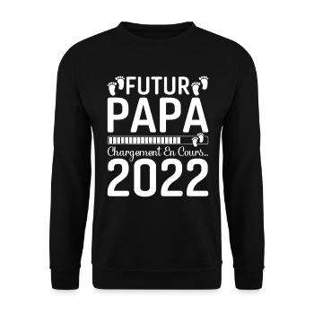 Futur Papa 2022 Naissance Cadeau Grossesse Père - Sweat-shirt Unisexe - noir - Devant - Alina (178cm) & Michal (187cm)