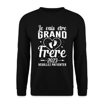 Je Vais Être Grand Frère 2023 - Sweat-shirt Unisexe - noir - Devant - Alina (178cm) & Michal (187cm)