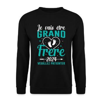 Je Vais Être Grand Frère 2024 - Sweat-shirt Unisexe - noir - Devant - Alina (178cm) & Michal (187cm)