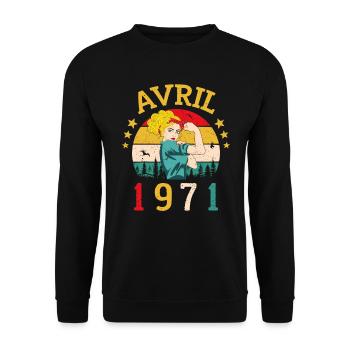 Avril 1971 - Sweat-shirt Unisexe - noir - Devant - Alina (178cm) & Michal (187cm)