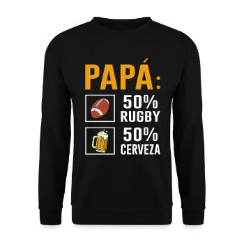 Papa 50% Rugby 50% Bière Cadeau De Fête Des Pères - Sweat-shirt Unisexe - noir - Devant - Alina (178cm) & Michal (187cm)
