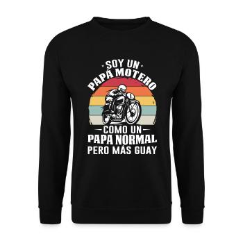 Je Suis Un Papa Motard Pas Normal Mais Plus Cool - Sweat-shirt Unisexe - noir - Devant - Alina (178cm) & Michal (187cm)