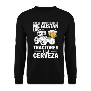 Un Mec Simple J'aime Les Tracteurs Et Les Apéros - Sweat-shirt Unisexe - noir - Devant - Alina (178cm) & Michal (187cm)