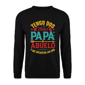 J'ai Deux Titres Papa Et Papou - Sweat-shirt Unisexe - noir - Devant - Alina (178cm) & Michal (187cm)
