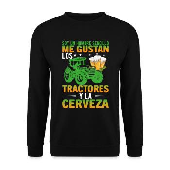 Un Mec Simple J'aime Les Tracteurs Et Les Apéros - Sweat-shirt Unisexe - noir - Devant - Alina (178cm) & Michal (187cm)