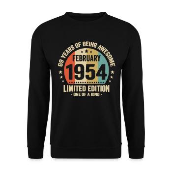 69 Years Of Being Awesome Since February 1954 - Unisex Sweatshirt - black - Front - Alina (178cm) & Michal (187cm)
