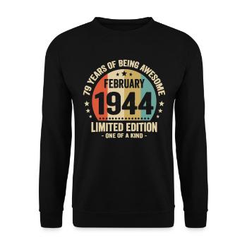 79 Years Of Being Awesome Since February 1944 - Unisex Sweatshirt - black - Front - Alina (178cm) & Michal (187cm)