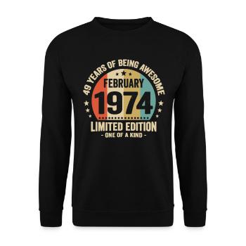 49 Ans D'être Génial Depuis Février 1974 - Sweat-shirt Unisexe - noir - Devant - Alina (178cm) & Michal (187cm)