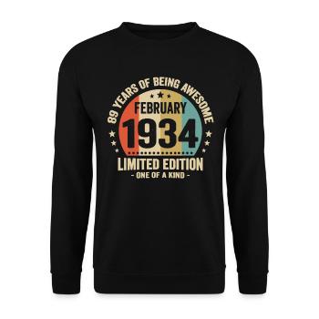 89 Years Of Being Awesome Since February 1934 - Unisex Sweatshirt - black - Front - Alina (178cm) & Michal (187cm)