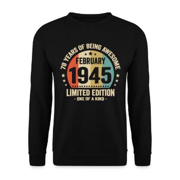 78 Years Of Being Awesome Since February 1945 - Unisex Sweatshirt - black - Front - Alina (178cm) & Michal (187cm)
