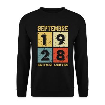 Septembre 1928 Original Idée Cadeau Anniversaire - Sweat-shirt Unisexe - noir - Devant - Alina (178cm) & Michal (187cm)
