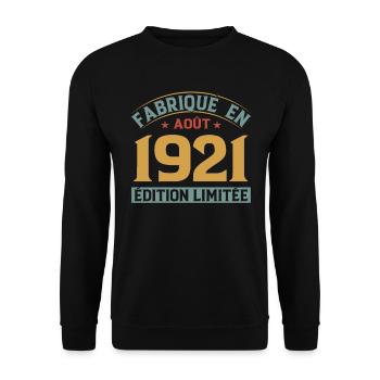 Légendaire Depuis Août 1921 Anniversaire Cadeau - Sweat-shirt Unisexe - noir - Devant - Alina (178cm) & Michal (187cm)