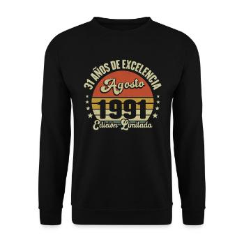 31 Ans Anniversaire Vintage Né(e) en Août 1991 - Sweat-shirt Unisexe - noir - Devant - Alina (178cm) & Michal (187cm)