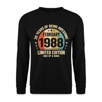 35 Jahre Awesome seit Februar 1988 - Unisex Pullover - Schwarz - Vorne - Alina (178cm) & Michal (187cm)